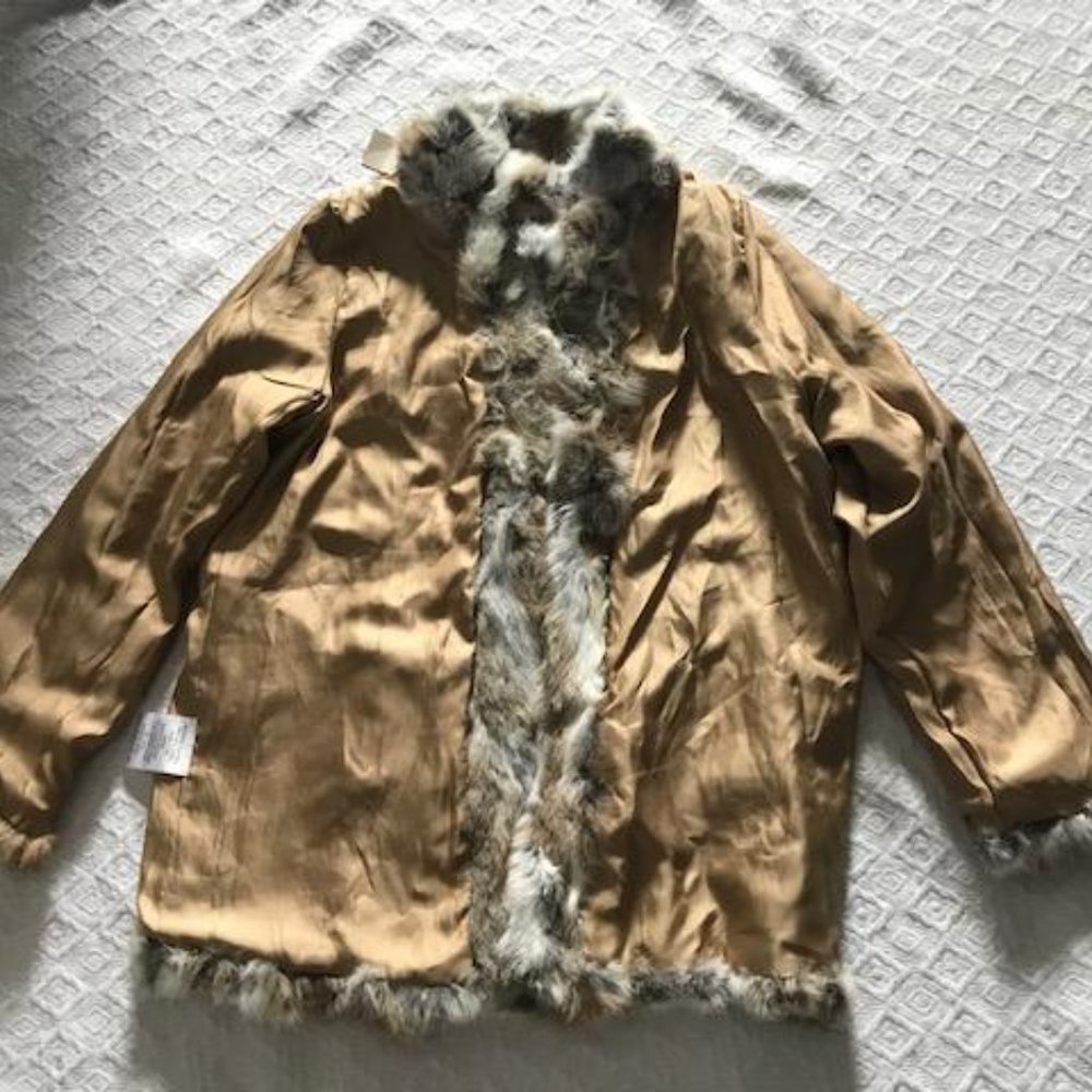 Dylan Gray Grey Section Rabbit Fur Jacket Size large - Picture 6 of 9
